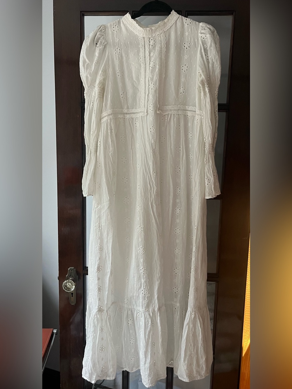 EUC! English Factory White Long Sleeve Eyelet Maxi Dress